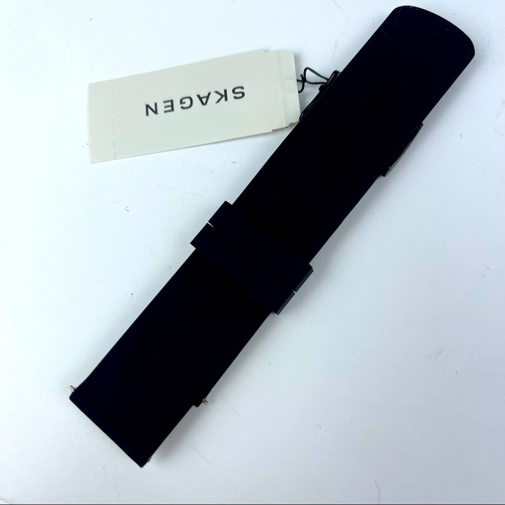 Skagen Denmark 22mm Black Silicone Watch Strap SKB6116 Stainless Steel Flexible